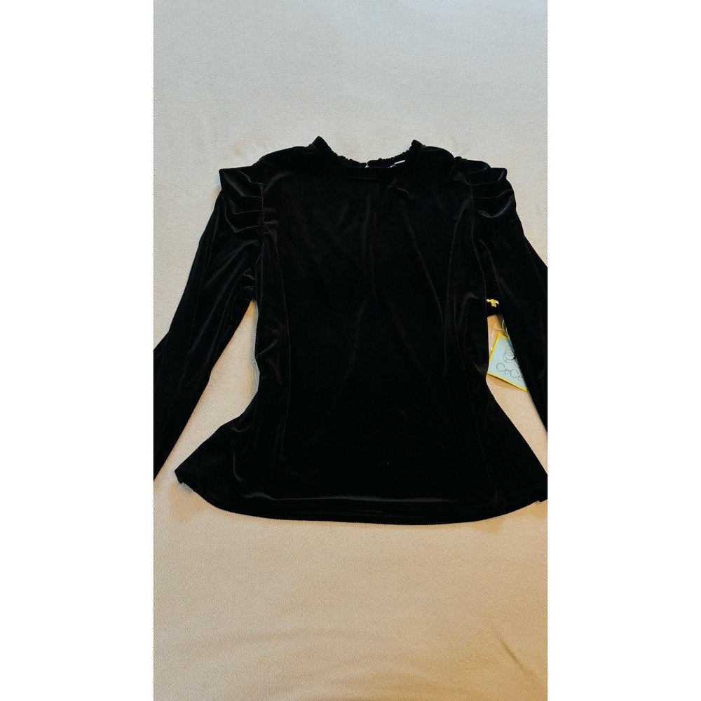 NWT CeCe Blouse Black Velvet Long Sleeve Stretchy VelvetWomen's 3X Party Casual